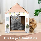 Cat Cafe Cardboard Cat House with Scratch Pad and Catnip Cat Bes & Mats Pet Clever 