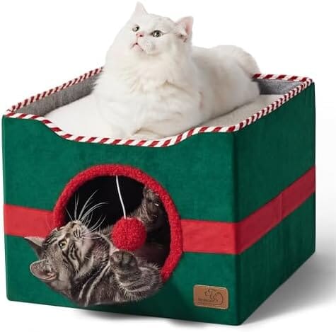 Cat House with Fluffy Ball Hanging Cat Bes & Mats Pet Clever 