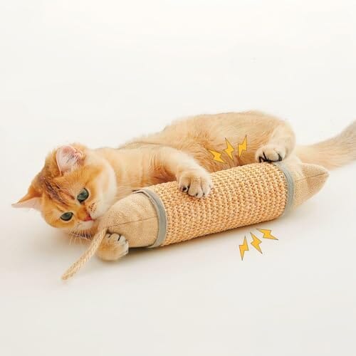 Cat Kicker Toy for Indoor Cats Cat Trees & Scratching Posts Pet Clever Orange and Silver 