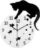 Cat on Clock Living Room Mirror 3D Wall Design Home Decor Cats Pet Clever 