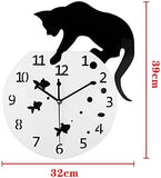 Cat on Clock Living Room Mirror 3D Wall Design Home Decor Cats Pet Clever 