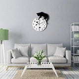 Cat on Clock Living Room Mirror 3D Wall Design Home Decor Cats Pet Clever 