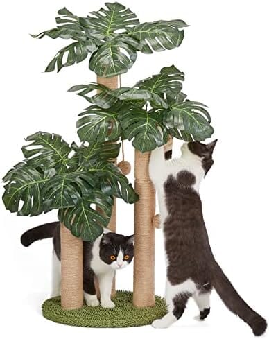 Cat Scratcher Tree with 3 Scratching Poles & 2 Interactive Dangling Balls Cat Trees & Scratching Posts Pet Clever 