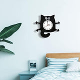 Cat Shaped Wall Clock Non-Ticking Battery Operated Art Clock for Bedroom Kitchen Decoration Home Decor Cats Pet Clever 