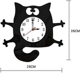 Cat Shaped Wall Clock Non-Ticking Battery Operated Art Clock for Bedroom Kitchen Decoration Home Decor Cats Pet Clever 