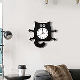 Cat Shaped Wall Clock Non-Ticking Battery Operated Art Clock for Bedroom Kitchen Decoration Home Decor Cats Pet Clever 