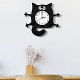 Cat Shaped Wall Clock Non-Ticking Battery Operated Art Clock for Bedroom Kitchen Decoration Home Decor Cats Pet Clever 