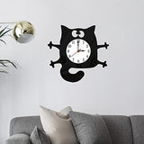 Cat Shaped Wall Clock Non-Ticking Battery Operated Art Clock for Bedroom Kitchen Decoration Home Decor Cats Pet Clever 