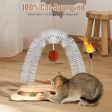 Cats Self Grooming Face Back Scratcher Rubbing Arch Post Corner Massager w/ Kitten Interactive Catnip Ball Track Toy Must Haves for Chasing Hunting Exercise Dog Hair Trimmers Pet Clever 
