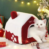 Christmas Cat Bed Cave Nest House Cat Bes & Mats Pet Clever 