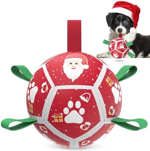 Christmas Dog Toys Soccer Ball with Straps Toothbrush Pet Clever 