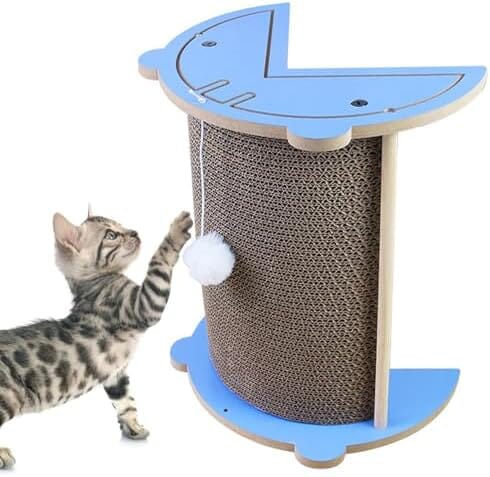 Corner Vertical Kitty Scratch Board with Hanging Ball Cat Trees & Scratching Posts Pet Clever 