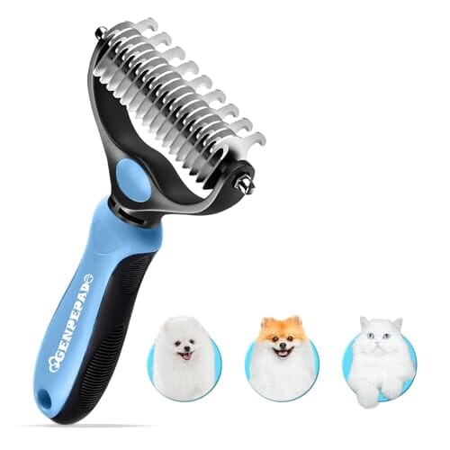 Dematting Comb with Extra Wide Double-Sided Stainless Steel Teeth for Detangling Dog Combs Pet Clever 