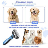 Dematting Comb with Extra Wide Double-Sided Stainless Steel Teeth for Detangling Dog Combs Pet Clever 