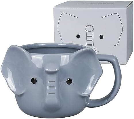 Elephant Mug 14 oz Cute Ceramic Coffee Mug 3D Porcelain Tea Mug for Women Other Pets Design Mugs Pet Clever 