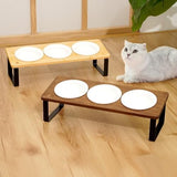 Elevated Tilted Kitty Dishes Set of 3 Ceramic Dish for Indoor Cats Dog Bowls & Feeders Pet Clever 