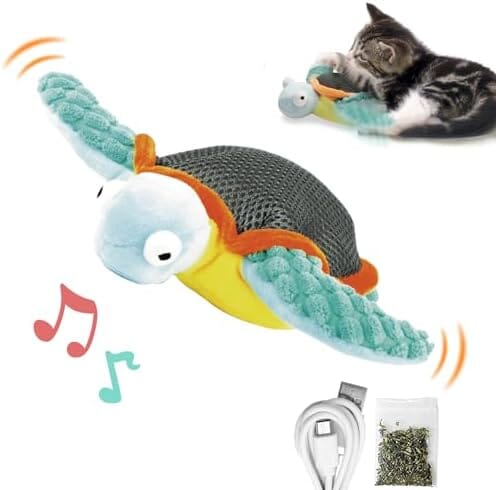 Flapping Fins Cute Turtle Interactive Catnip Toy Cat Toys Pet Clever 