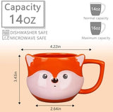 Fox Mug 14 oz Cute Ceramic Coffee Mug 3D Porcelain Tea Mug for Women Other Pets Design Mugs Pet Clever 