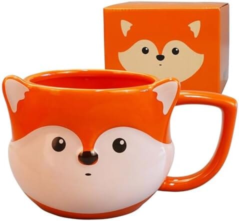 Fox Mug 14 oz Cute Ceramic Coffee Mug 3D Porcelain Tea Mug for Women Other Pets Design Mugs Pet Clever 