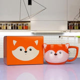 Fox Mug 14 oz Cute Ceramic Coffee Mug 3D Porcelain Tea Mug for Women Other Pets Design Mugs Pet Clever 