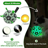 Glow in The Dark Dog Toys Soccer Ball with Straps Toys Pet Clever 