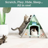 Large Cardboard Cat House for Indoor Cats, Fun & Cute Cat Scratcher House Cat Bes & Mats Pet Clever 