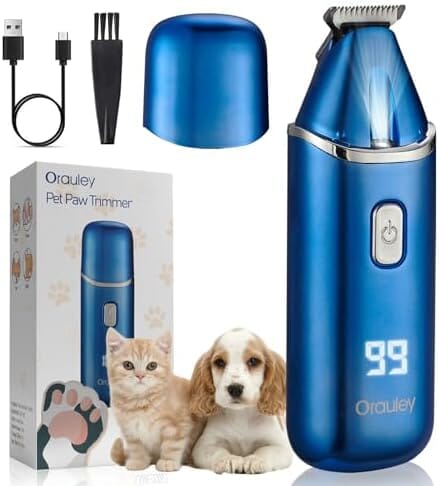 Low Noise Rechargeable Corldless Dog Clippers for Grooming with LED Light Dog Hair Trimmers Pet Clever 
