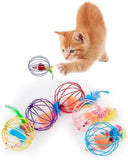 Metal Cage with Colourful Plush Mouse Toys Cat Toys Pet Clever 