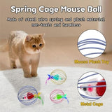 Metal Cage with Colourful Plush Mouse Toys Cat Toys Pet Clever 