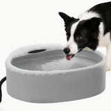 Outdoor Heated Dog Bowl with Chew Resistant Power Cord Dog Bowls & Feeders Pet Clever Gray 
