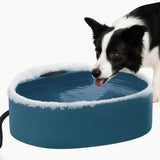 Outdoor Heated Dog Bowl with Chew Resistant Power Cord Dog Bowls & Feeders Pet Clever Blue 