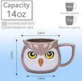 Owl Mug 14 oz Cute Ceramic Coffee Mug 3D Porcelain Tea Mug for Women Other Pets Design Mugs Pet Clever 