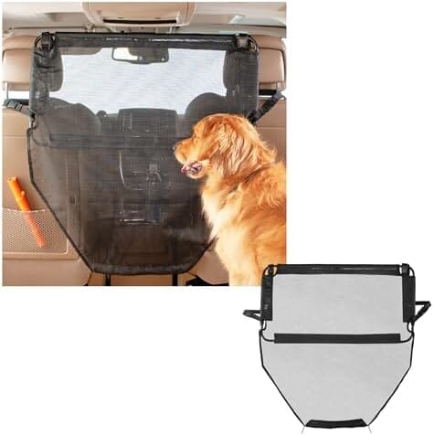 Padded Steel Frame with Heavy Duty Coated Dog Net Barrier for Car, Truck or SUV Travel Pet Clever 