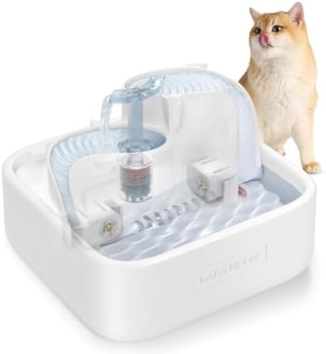Pet Water Dispenser 3-Tired Standalone Water Bowl Indoor with Dual Pumps Quiet, Filter and Sponge Replaceable BPA-Free 2L/67 oz Dog Bowls & Feeders Pet Clever 2L Water Fountain 
