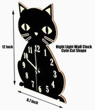 Silent Non-Ticking Glow in The Dark Luminous Clock for Bedroom Home Decor Cats Pet Clever 