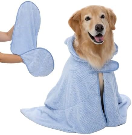 Soft Microfiber Drying Towel and Hooded Robe Set for Fast Drying Dogs Cat Clothing Pet Clever S 