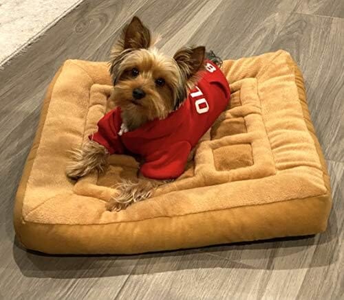 Soft Plush Small Cute and Cozy Chicken and Waffles Pet Bed Dog Beds & Blankets Pet Clever 