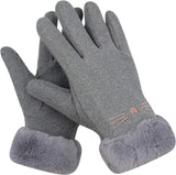 Thermal Mittens with Faux Fur Cuff Cat Design Accessories Pet Clever Gray 