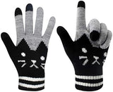 Touch Screen Gloves Warm Knit Texting Mittens for Smartphone Cat Design Accessories Pet Clever 