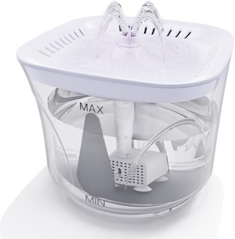 Ultra Silent Pet Drinking Fountain for Cats and Small Dogs, Indoor Water Fountain, 2.4L/2.5QT Capacity Dog Bowls & Feeders Pet Clever White 