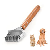 Undercoat Rake Grooming Tool with Wooden Handle for Dogs & Cats Dog Combs Pet Clever 