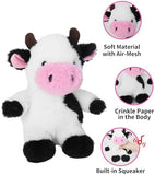 White Cow Plush Dog Toy with Crinkle Paper Stuffed Cow Dog Toys Pet Clever 