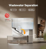 Wireless Cat Water Fountain No Filters, Wastewater Separation Dog Bowls & Feeders Pet Clever 