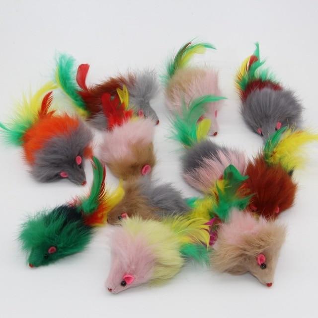 10pcs Cats Mice Toys Cat Toys Pet Clever Rabbit hair mice 