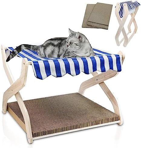 2 in 1 Cardboard Cat Scratcher with Solid Wood Frame Cat Pet Clever 