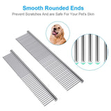 2 Pack Dog Combs with Rounded Ends Stainless Steel Teeth Dog Combs Pet Clever 