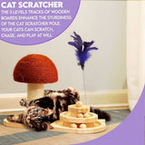 3 in 1 Cat Scratch Post - Wooden Base Cat Pet Clever 