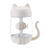 3 In 1 Cute Cat LED Aroma Lamp, Fan and Diffuser Cat Design Accessories Pet Clever White 