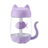 3 In 1 Cute Cat LED Aroma Lamp, Fan and Diffuser Cat Design Accessories Pet Clever Violet 