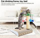 3-in-1 Natural Sisal Cat Scratching Post with Interactive Ball for Cats and Kittens Toy Cat Trees & Scratching Posts Pet Clever 